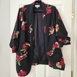 Dr2 Black Floral Women's Blazer 1x
